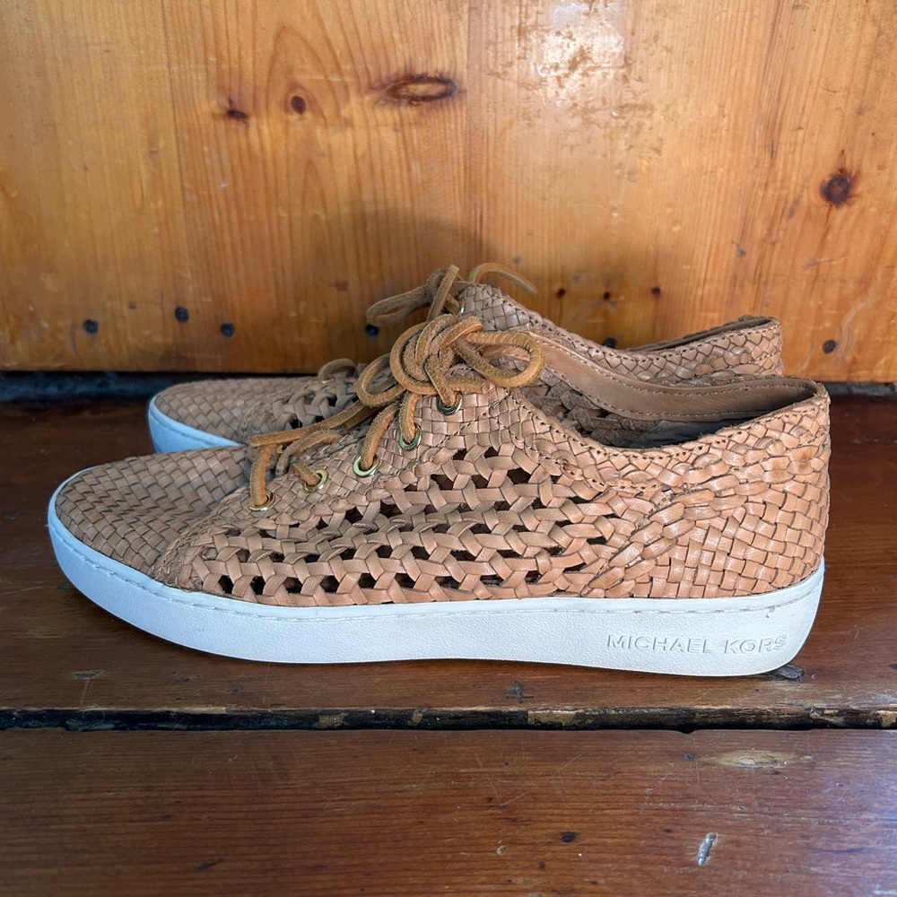 Michael Kors womans casual woven camel leather summer sneaker EUR 40